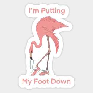 Flamingo and quote I'm putting my foot down Sticker